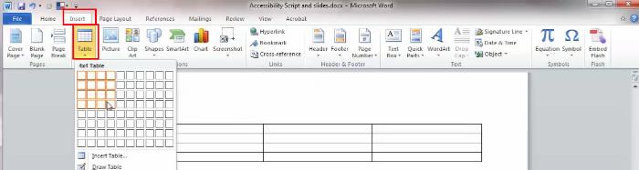 How to add tables; explained in text above.